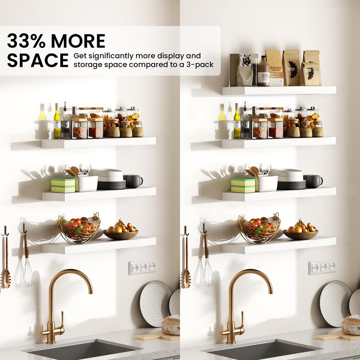 BAYKA white bathroom shelves for towels and decor within reach