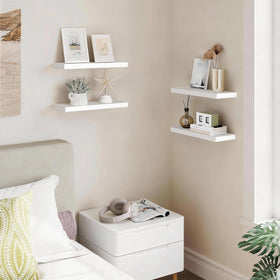 BAYKA white shelves reveal invisible brackets for a clean floating look