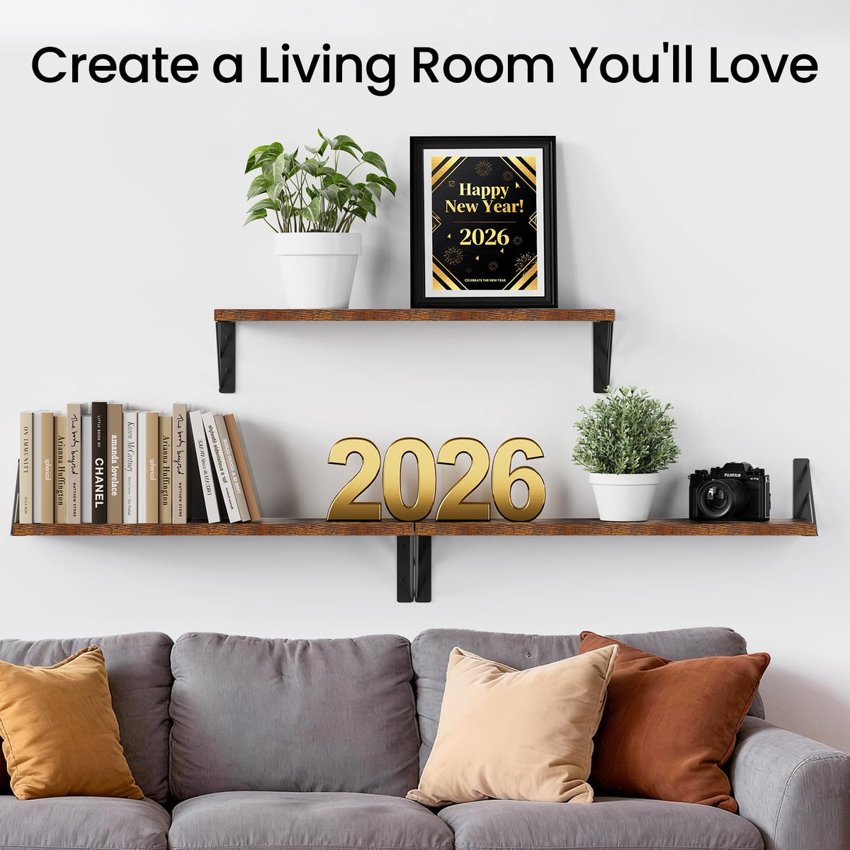 Bayka floating wall shelf installation shows easy mounting and secure support