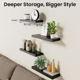 Bayka four-shelf layout enables balanced wall designs and varied displays