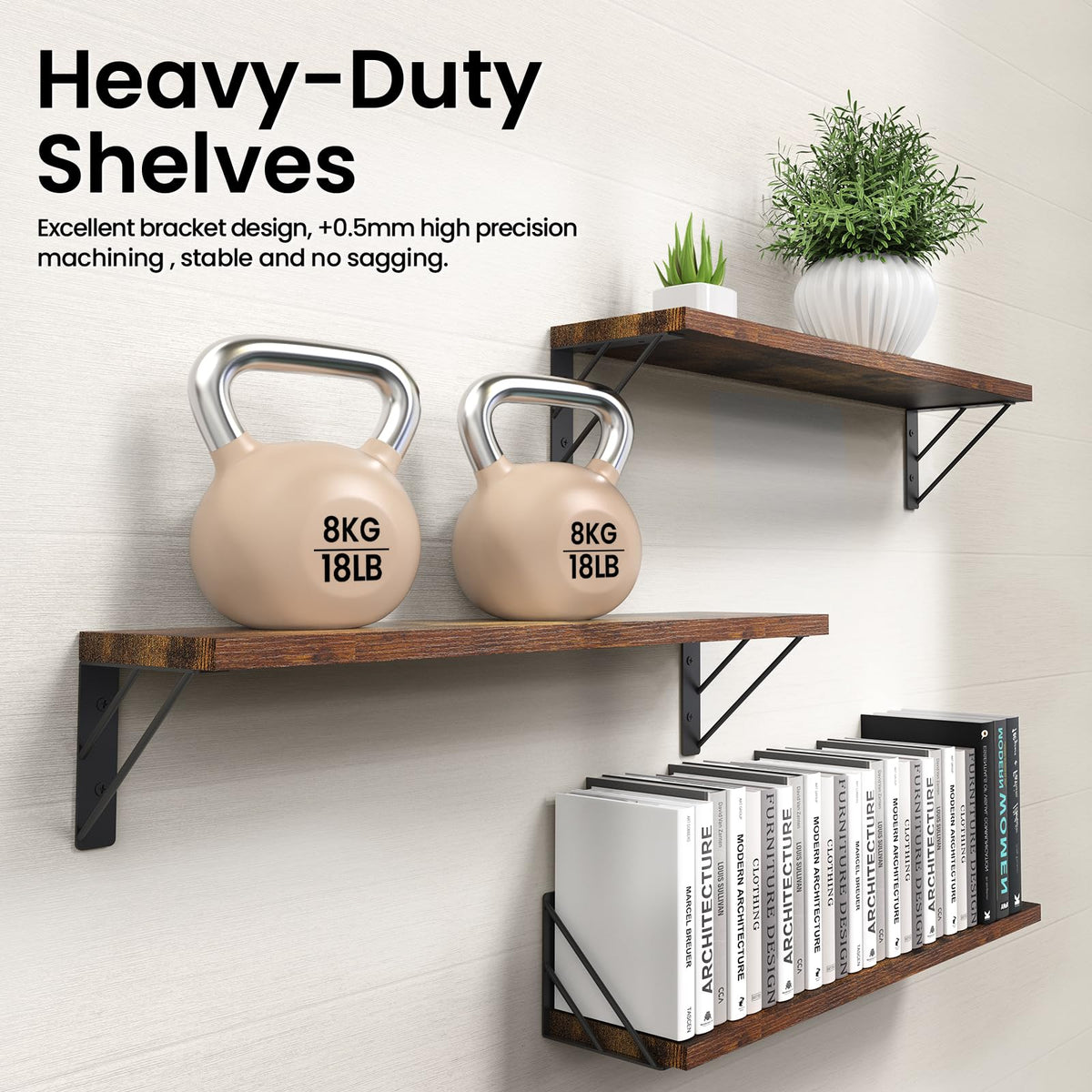 Bayka shelf with books and plants demonstrates versatile decor options