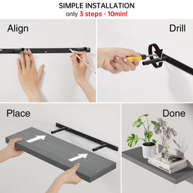 BAYKA shelves include level tool for quick, accurate mounting