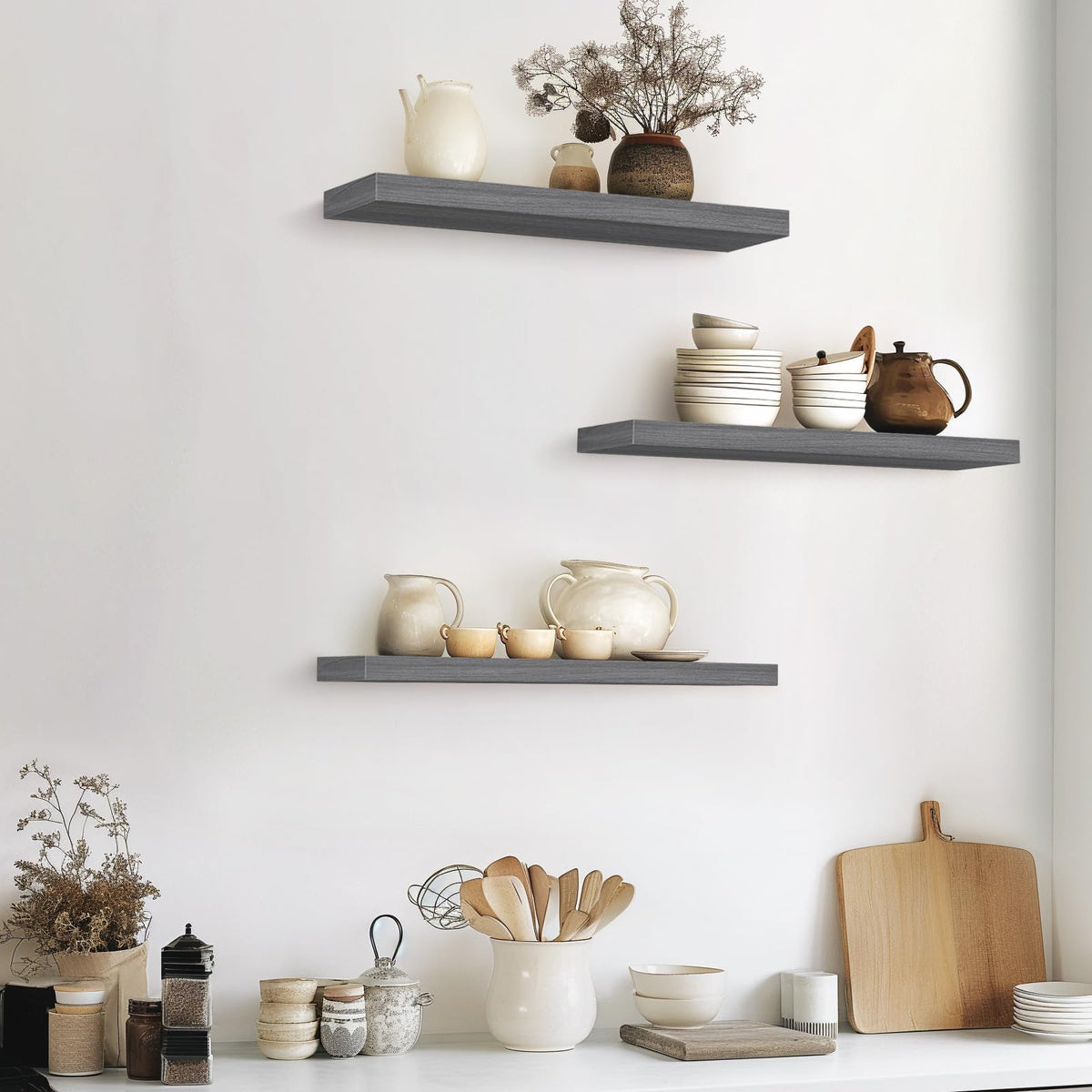 BAYKA shelving dimensions 6.7 inches deep and 22.5 inches wide