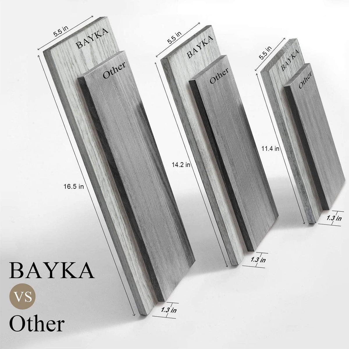 BAYKA triangle-design display options for versatile shelf arrangement.