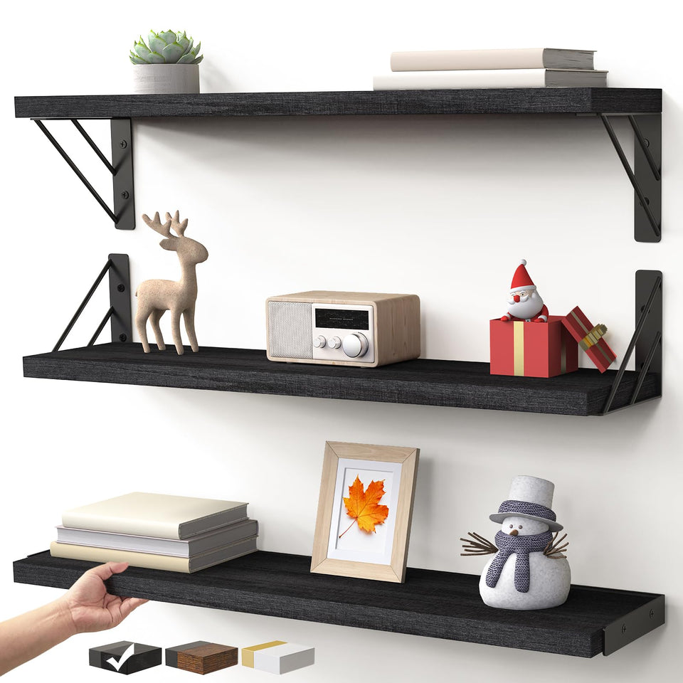 Bayka wall-mounted shelves setup for organized books and decor in a compact space.