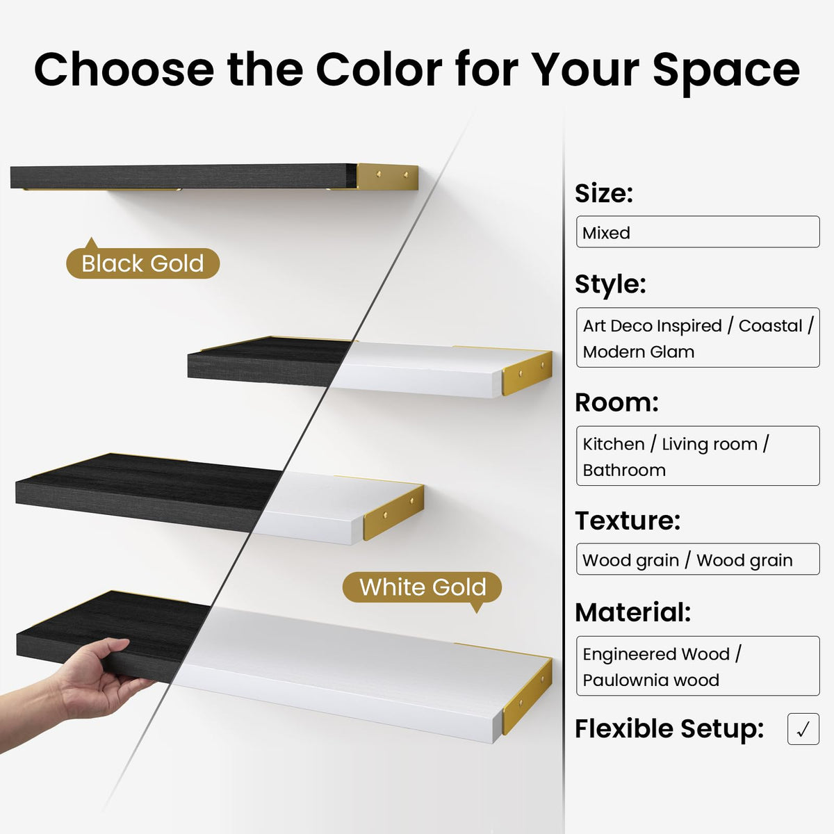 Bayka large, medium and small shelves with clear dimensions for planning