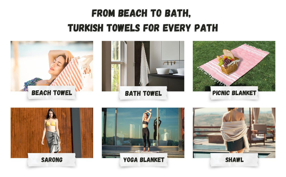 Bazaar Anatolia Arpa Black Turkish towel quick-dry performance after sun exposure.
