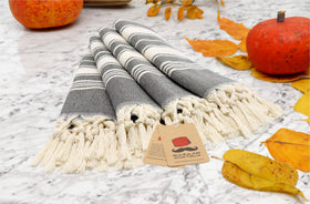 Bazaar Anatolia decorative towel stripe black elevates bathroom or vanity spaces.
