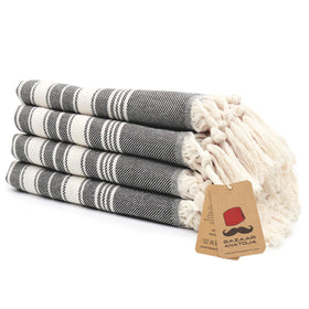Bazaar Anatolia hand towels stripe black 39 by 19 inches offering soft, quick-drying comfort.