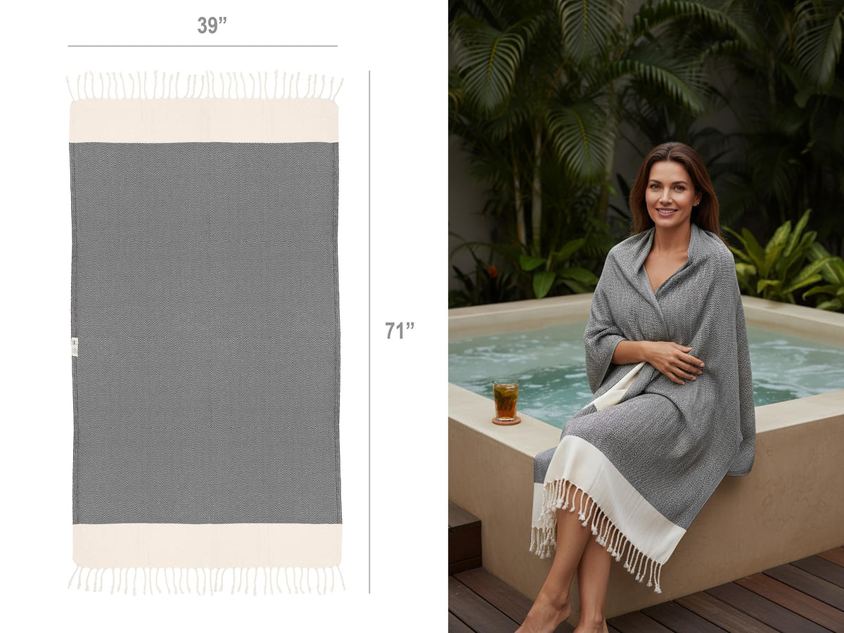 Bazaar Anatolia lightweight travel towel folds compactly for flights.