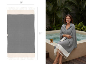 Bazaar Anatolia lightweight travel towel folds compactly for flights.