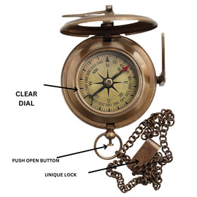 BAZROSS brass compass in genuine leather case, ready for hiking and daily carry