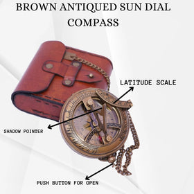 BAZROSS engraved antique finish compass highlighting intricate detailing for display