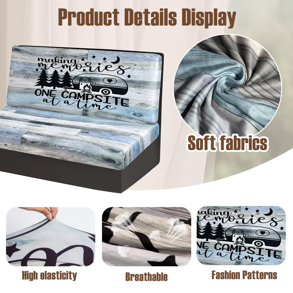 BBSET elastic-fit cushion cover keeps RV cushions in place
