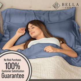 Cooling and warmth balance depicted for year-round comfort in bamboo sheets.