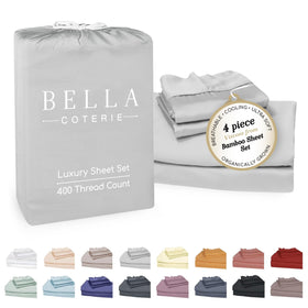 BC Bella Coterie bamboo viscose split top king set close-up of silky fabric for cooling comfort