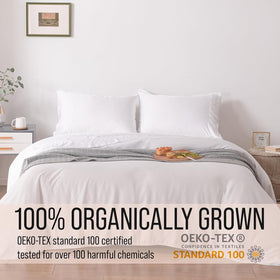 Bella Coterie pillowcase features OEKO-TEX badge indicating fabric safety.