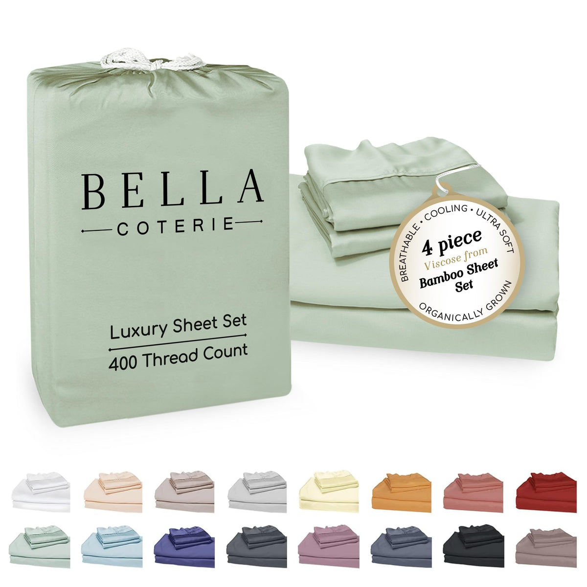Bella Coterie Sea Glass bamboo viscose fabric texture for silky softness and breathable comfort.