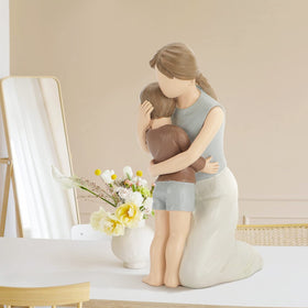BC Bingo Castle resin mom and son statue with ivory finish makes a thoughtful keepsake gift