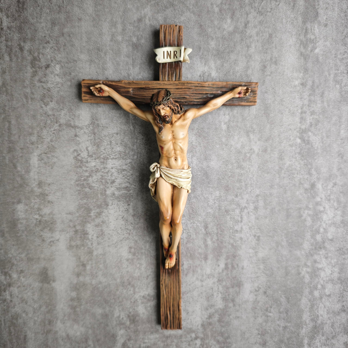 BC BUILDCLASSIC Catholic crucifix wall cross 20-75inch side angle emphasizes bold presence.