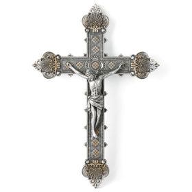 BC BuildClassic Catholic Crucifix front view with Renaissance detailing for home decor.