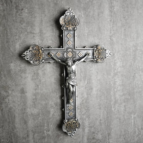 BC BuildClassic Catholic Crucifix hand-painted close-up reveals subtle patina.
