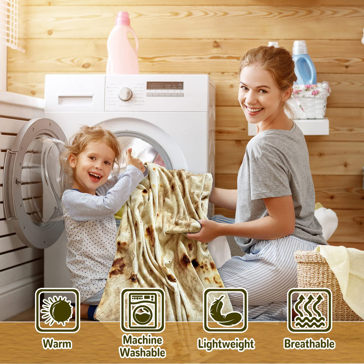 Bcareself tortilla blanket double sided print durable tortilla design on both sides
