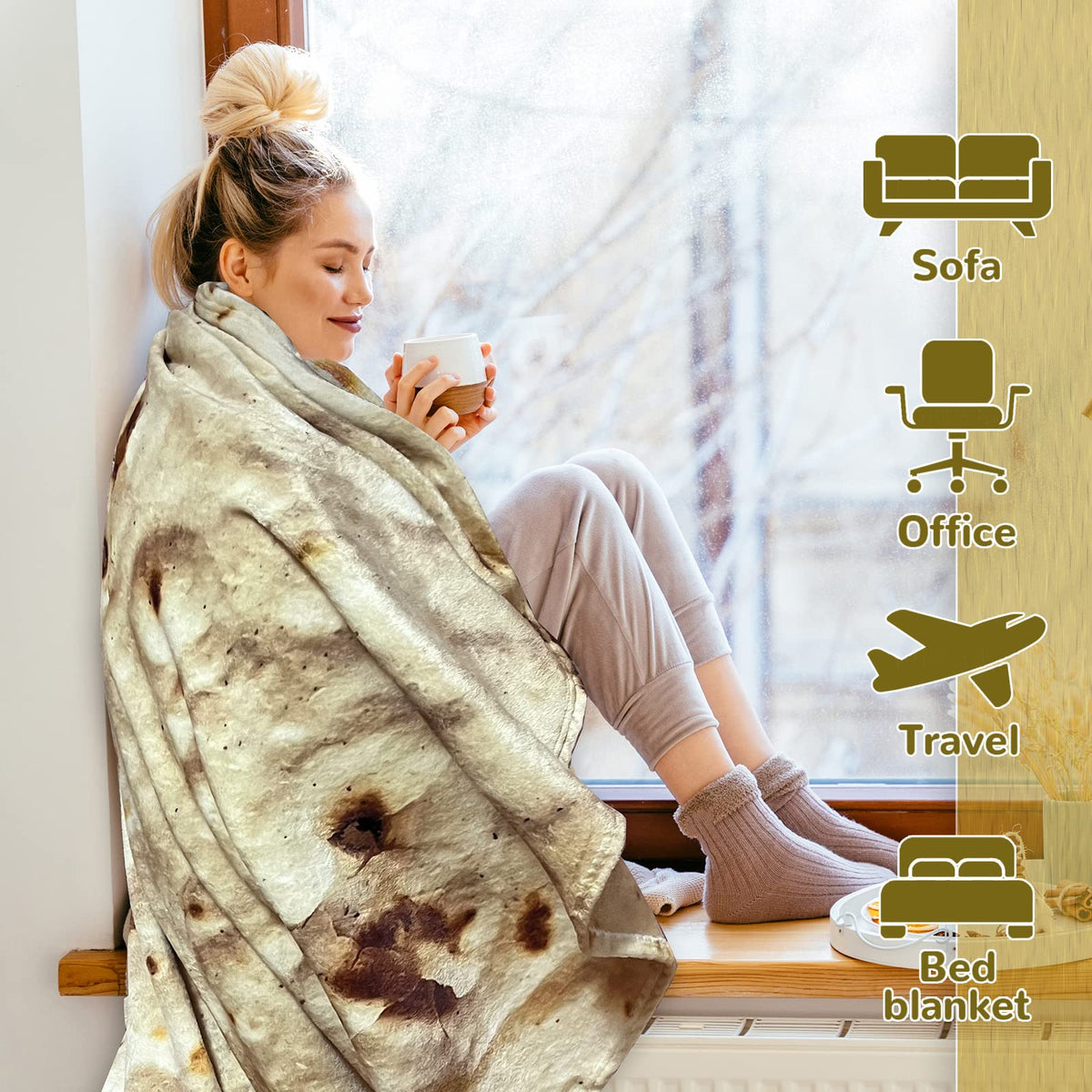 Bcareself tortilla blanket travel accessory lightweight warmth on trips