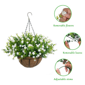 BCBLF iron hanging basket with palm fiber lining adds rustic charm