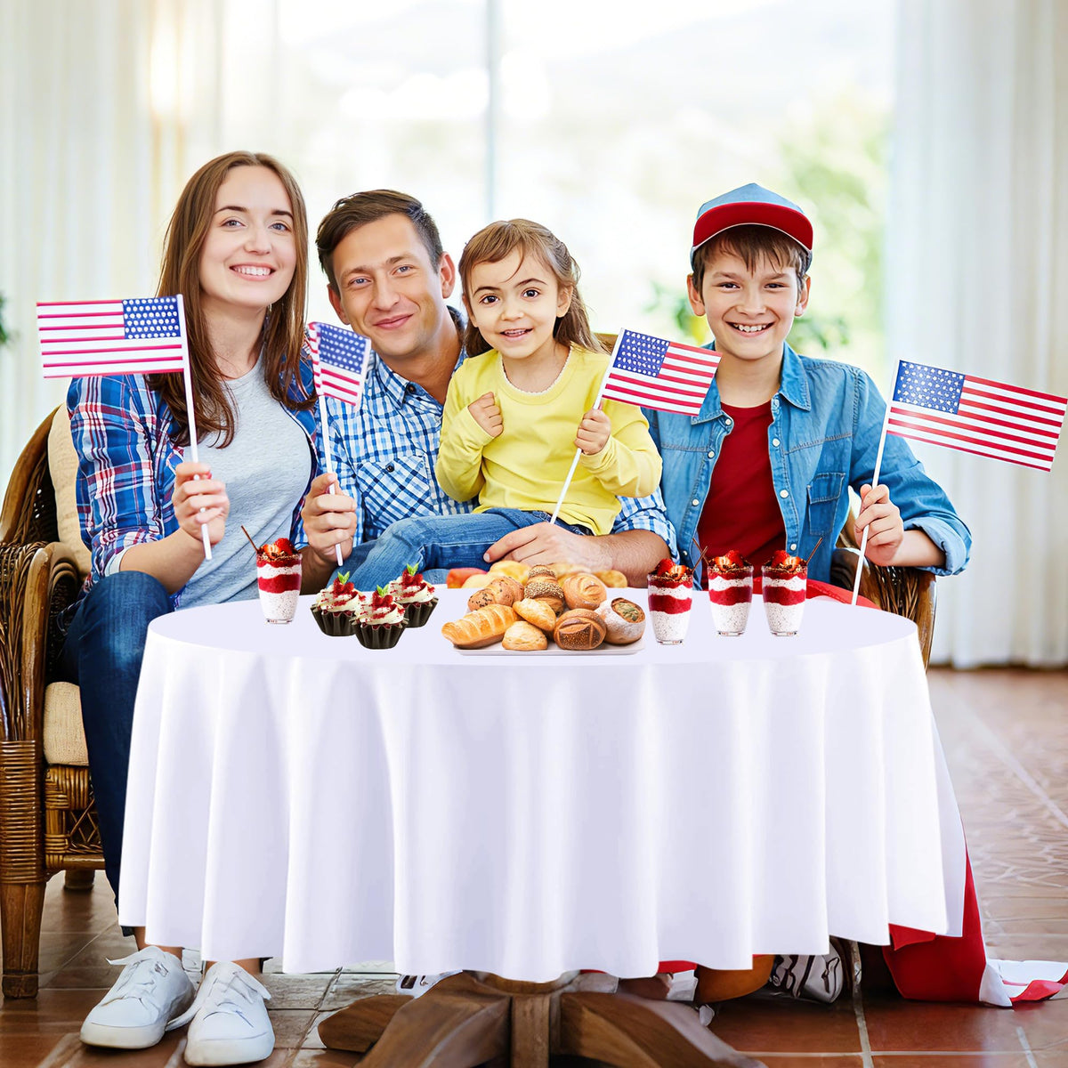 BCCSNNM round tablecloths suit classrooms and parades with patriotic charm.