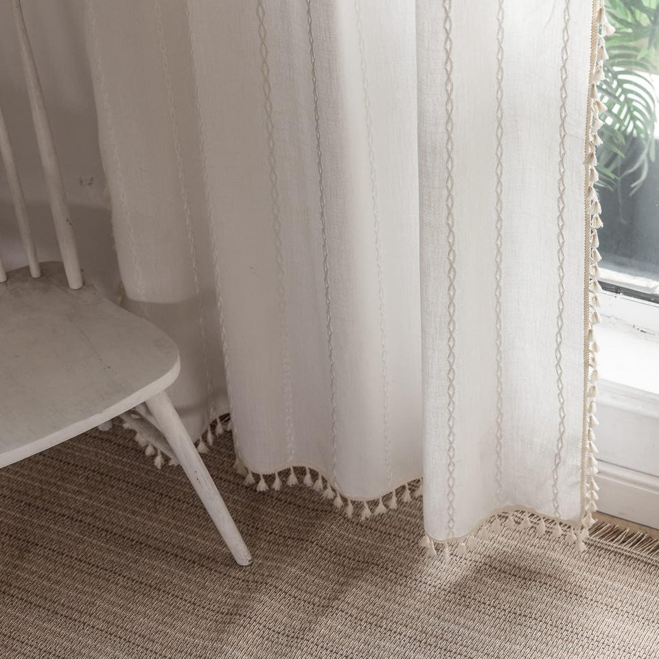 BCLBUSTE Boho curtains with semi-blackout diffused light and privacy in living space