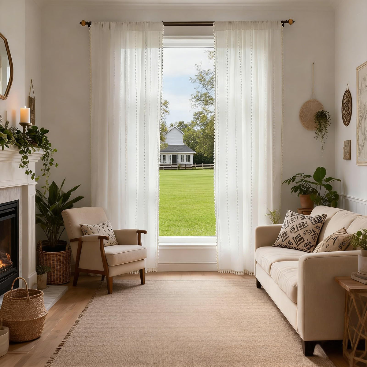 BCLBUSTE off-white curtains blending with farmhouse or boho decor