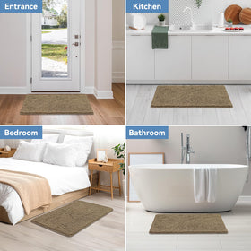 Bcoimo bath mat in shower area adds comfort and slip resistance.