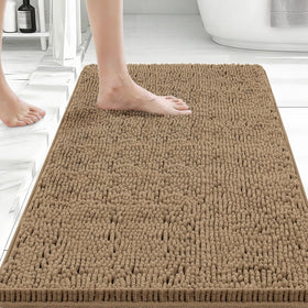 Bcoimo chenille bath mat 30x20 with plush texture for cozy bathroom mornings