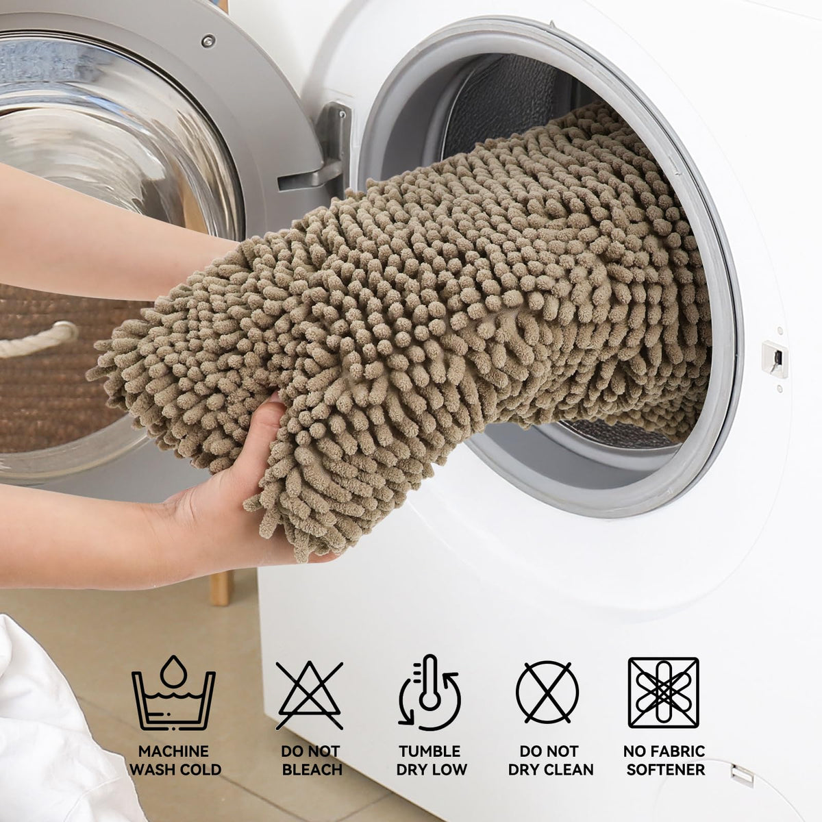 Bcoimo compact-size bath mat fits small bathrooms beside sink or tub
