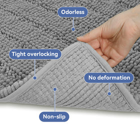 Bcoimo wide rug suitable for larger bathrooms and vanity areas.