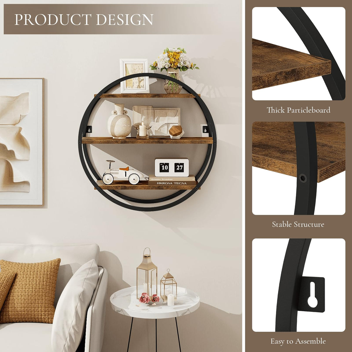 BCOZLUX bathroom wall decor combines metal and wood for durable style