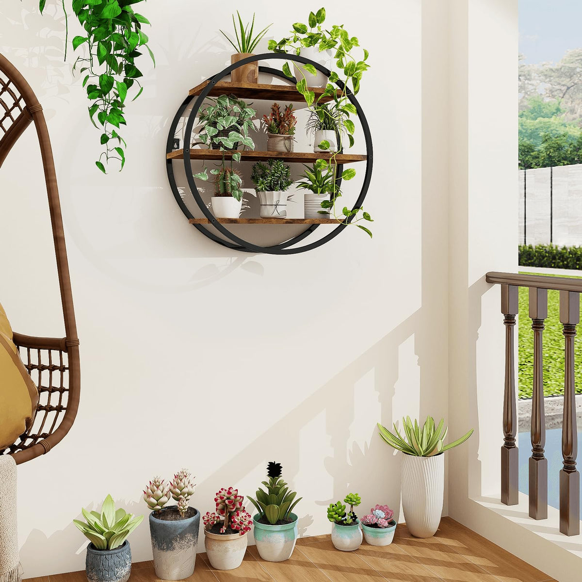 BCOZLUX three-tier shelf provides space-saving display in any room