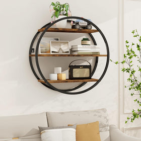 BCOZLUX round wall shelves in rustic brown enhance bathroom decor