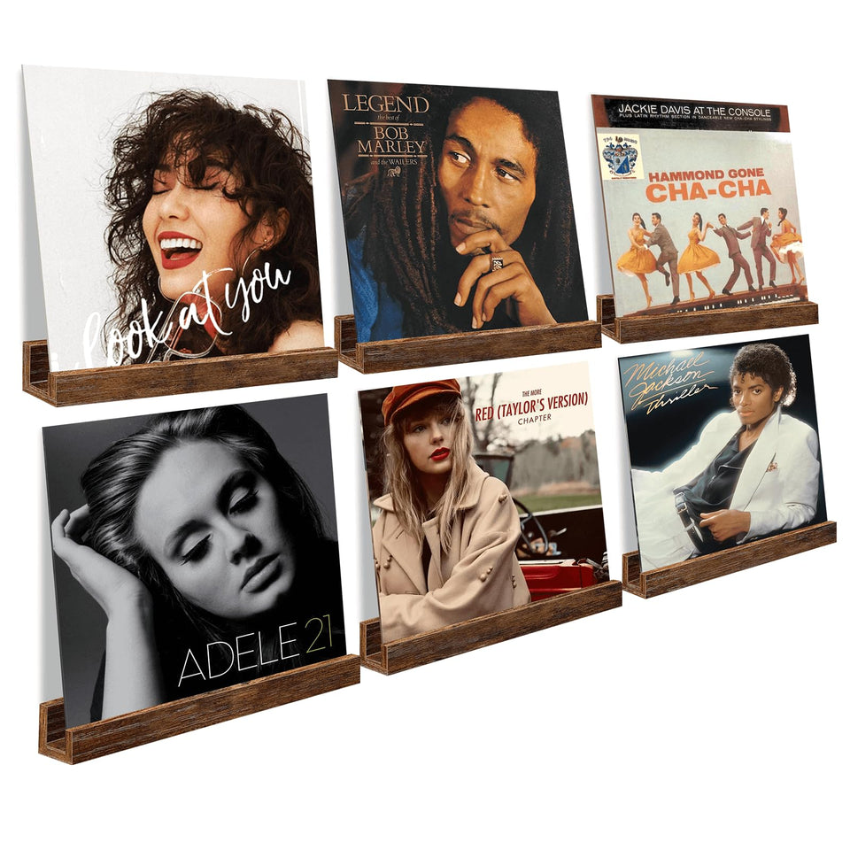 BCOZLUX vinyl wall-mount shelf displaying records to save shelf space.