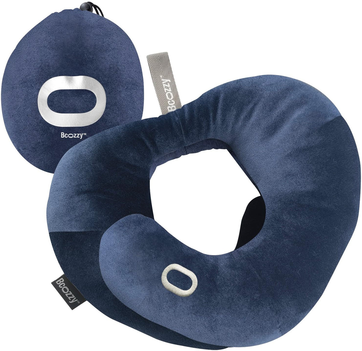 BCOZZY flat-back travel pillow provides comfortable neck support during flights on long journeys