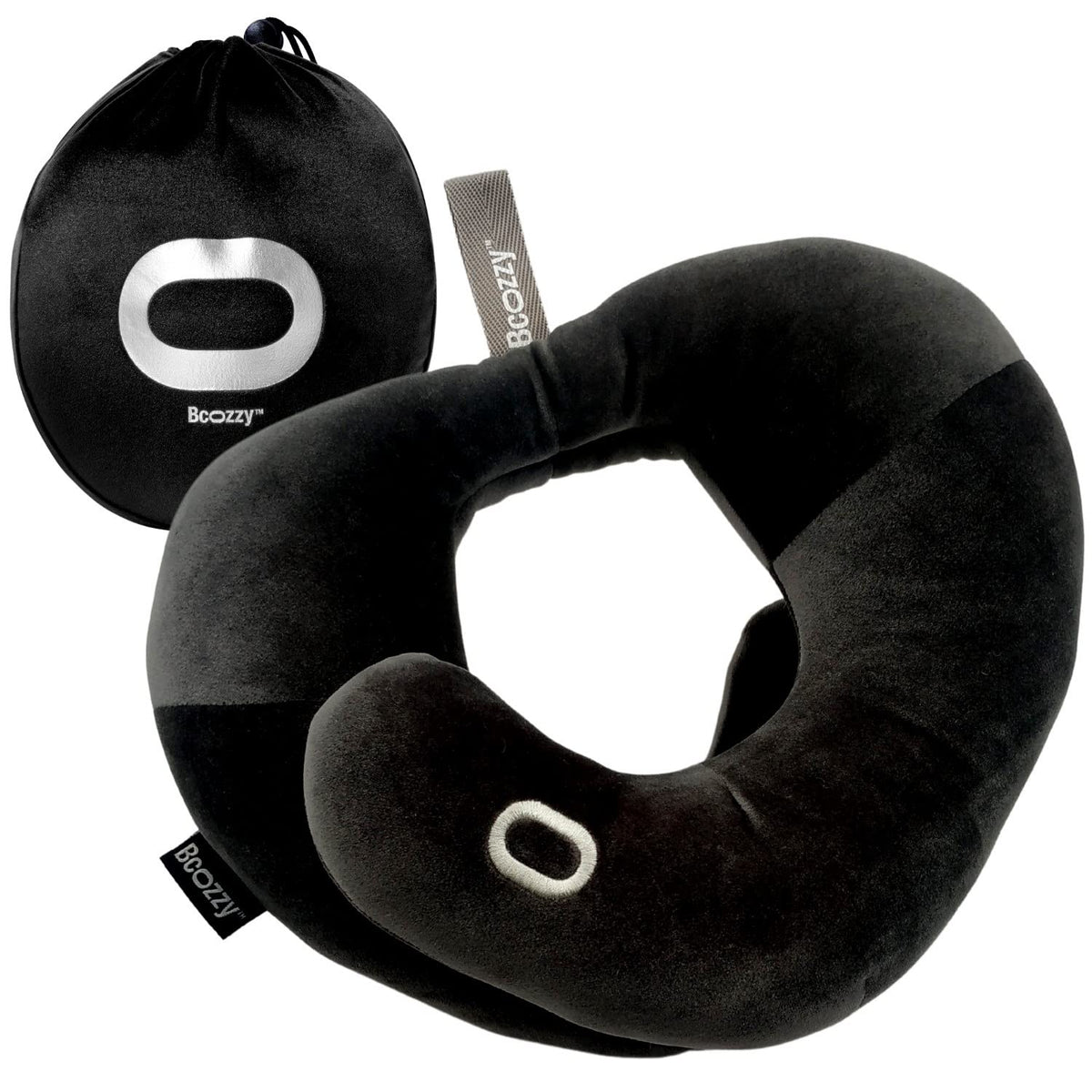 BCOZZY neck brace pillow front view emphasizes double support for neck and chin during travel