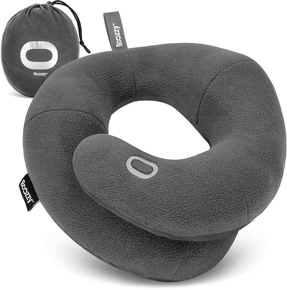 BCOZZY travel neck pillow with double head and chin support for comfortable flying