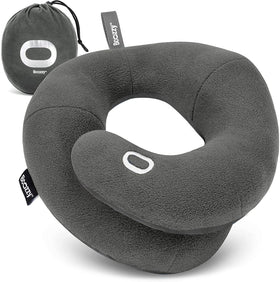 BCOZZY travel neck pillow provides secure head support for comfortable plane sleep