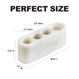 BCS Karibib Ice marble multipurpose caddy supports brushes, razors, and makeup tools.