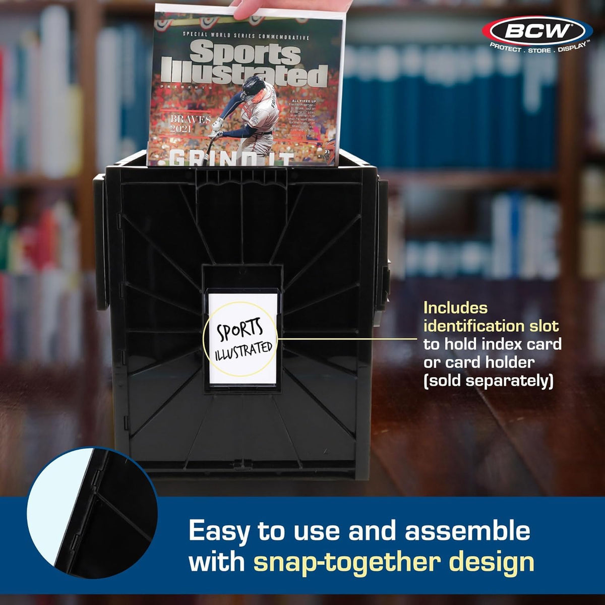 BCW Magazine Bin interior space fits magazines, documents, and toploaders