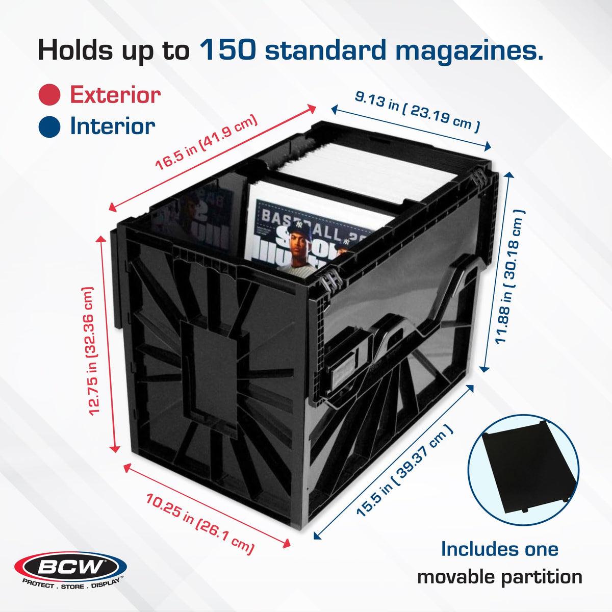 BCW Magazine Bin lid sliding lock demonstrating added protection