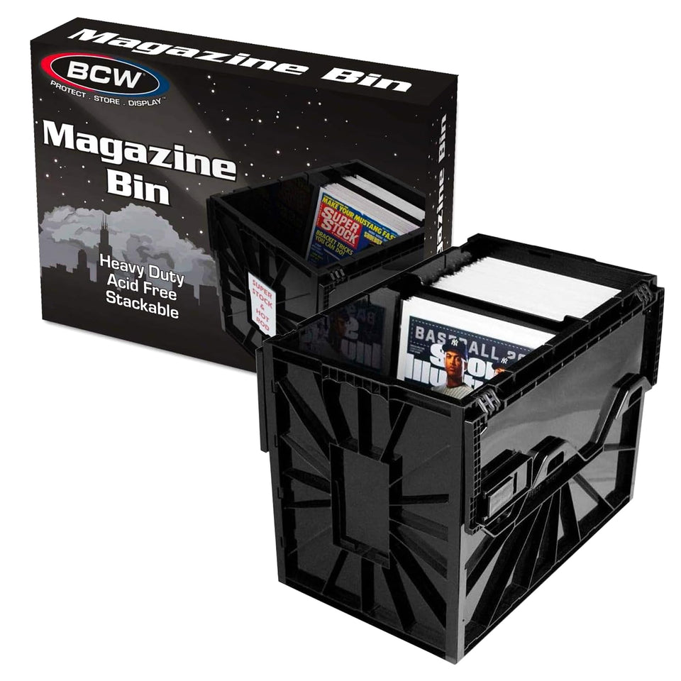 BCW Magazine Bin side view showing compact footprint for organized collections