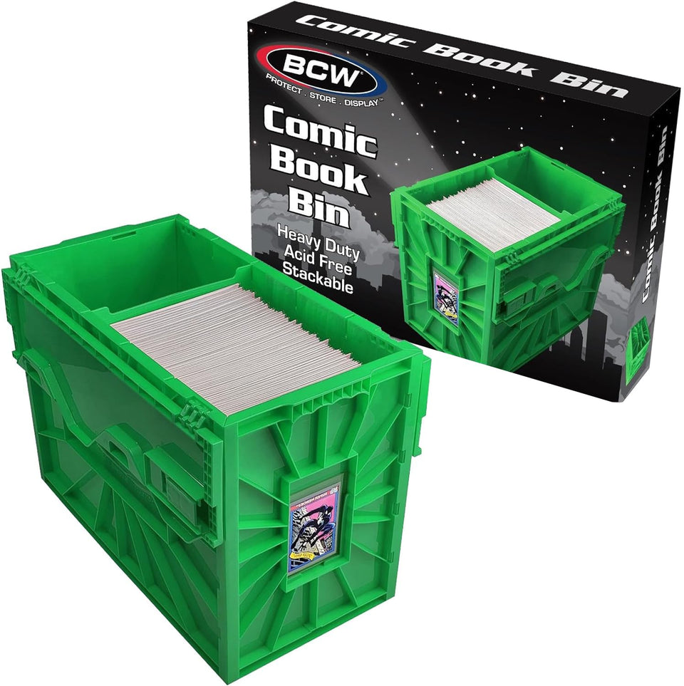 BCW short comic bin holding up to 150 comics for organized storage.