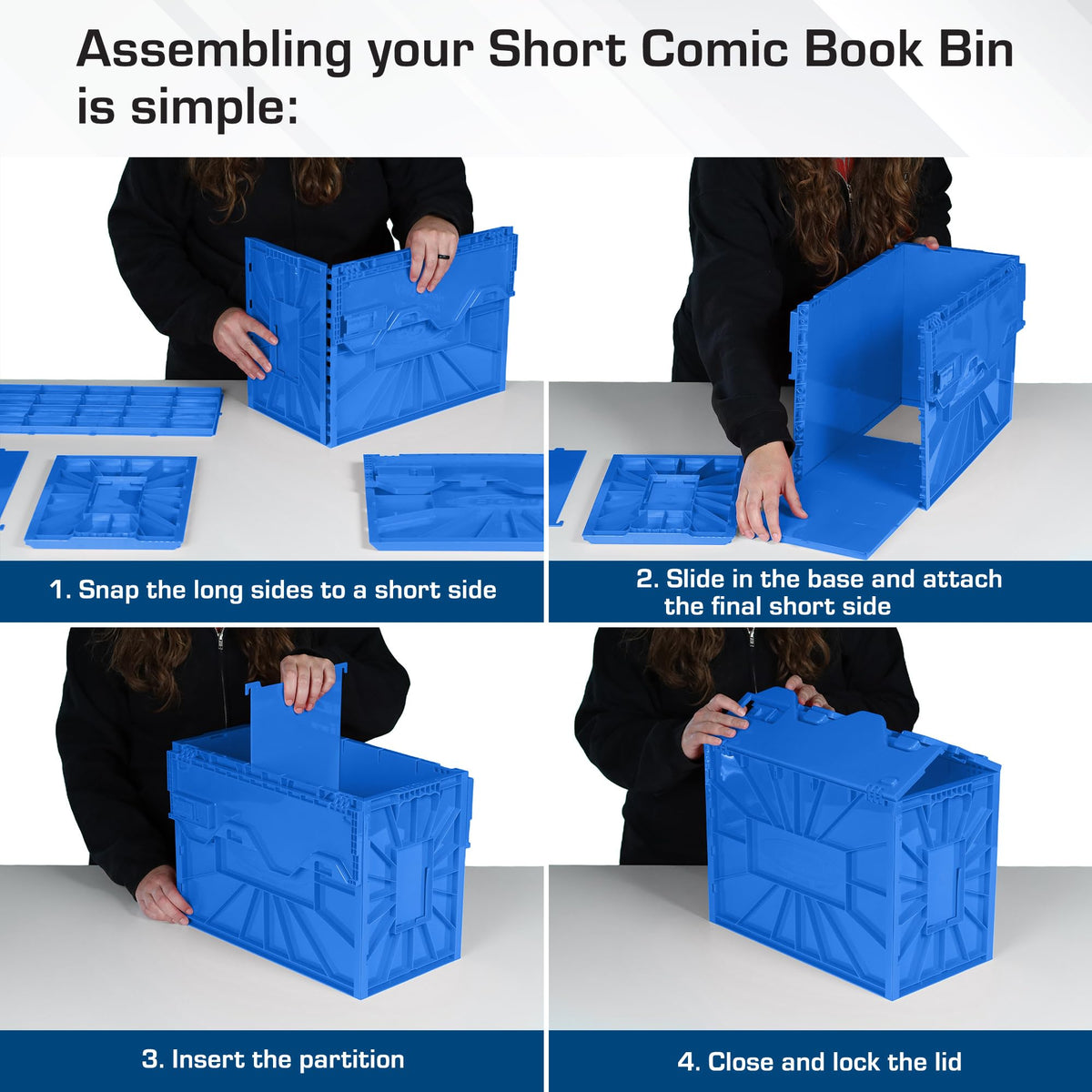 BCW snap-together panels enable quick setup and secure stacking.